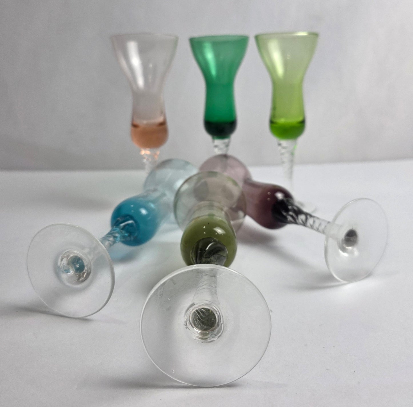 Vtg. MCM Colorful Cordial Glasses Set (6)