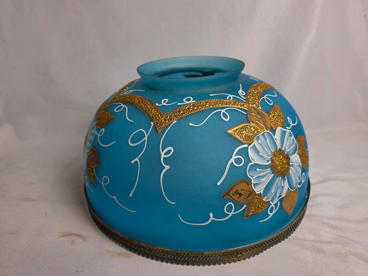 Vintage Hand Decorated Glass Lamp Shade, Blue, Large CSHW