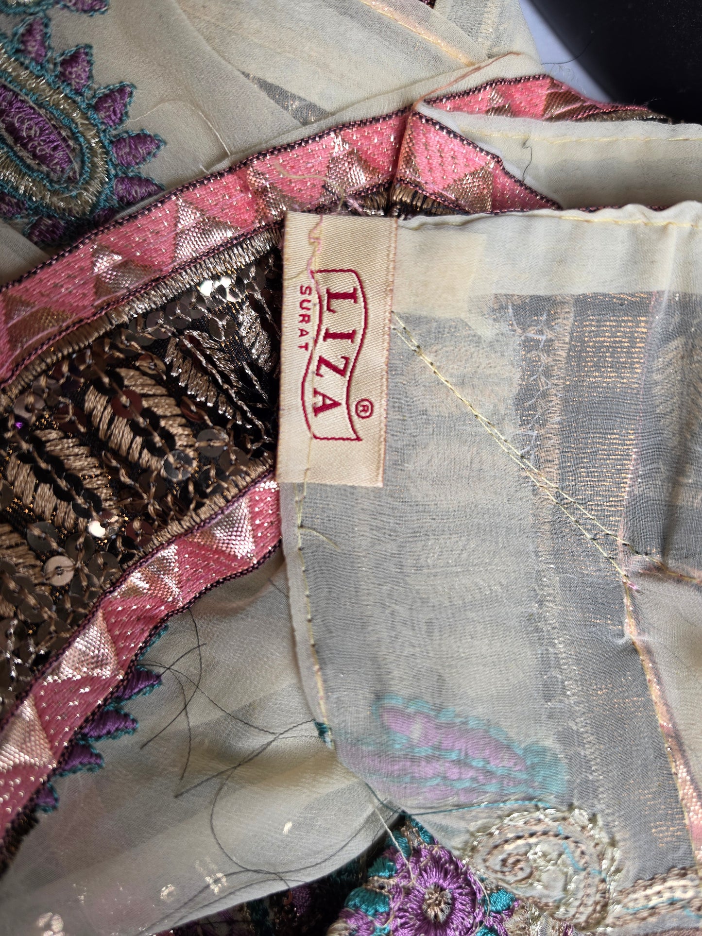 Vintage 1950s Sari Cream CSHW