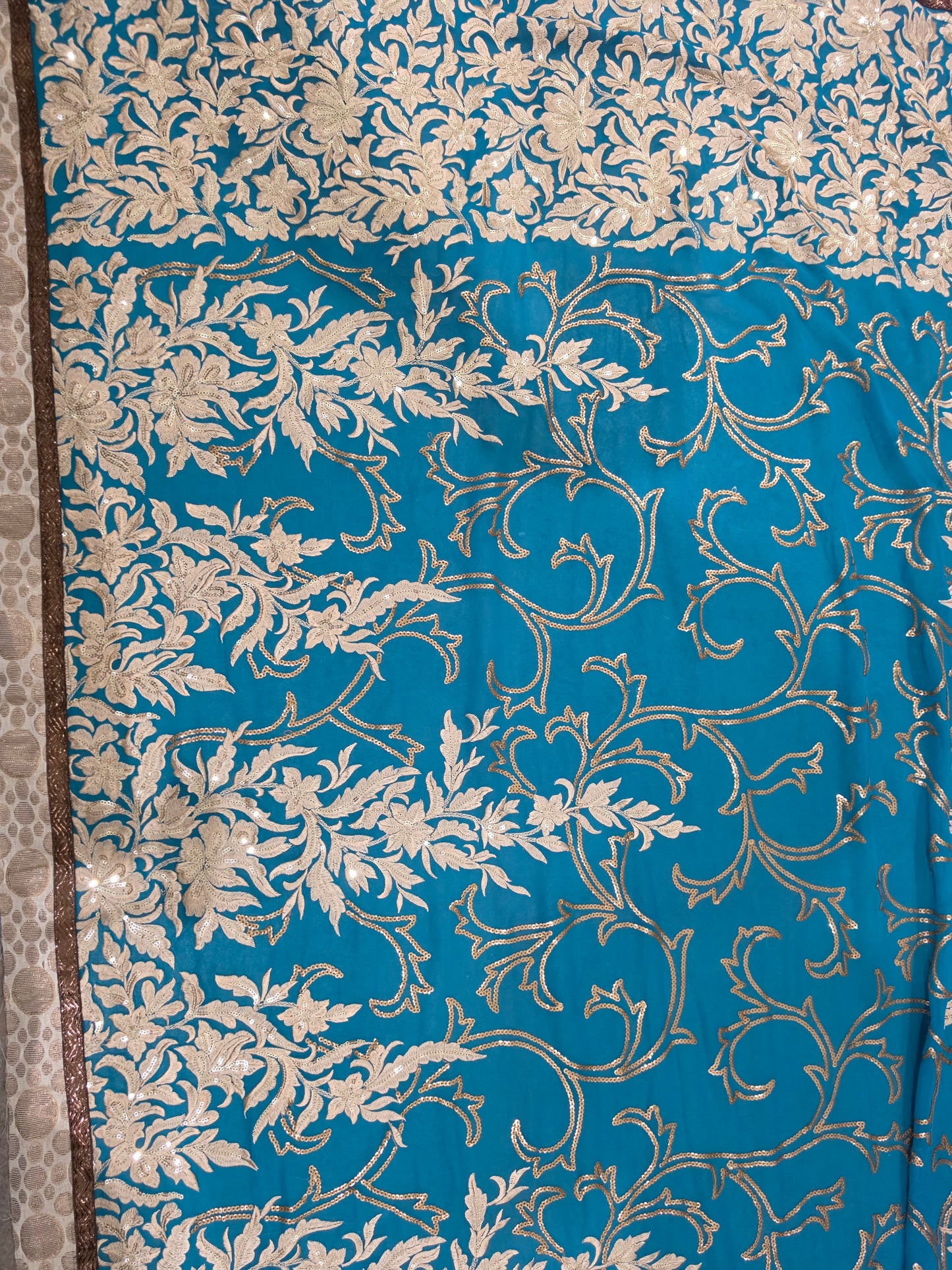 Vintage 1960s Sari Teal CSHW