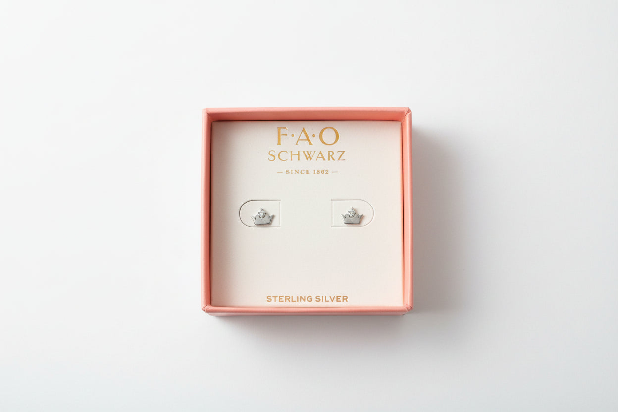 FAO Schwarz St Silver Crown Studs csbh