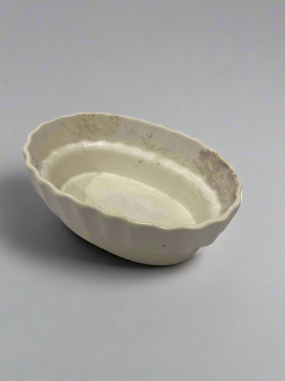 Vtg Oval Fluted Flower Dish