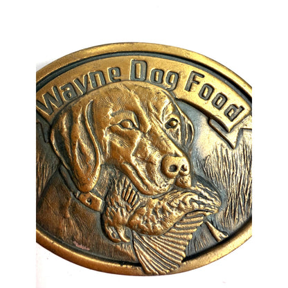 Vintage Wayne Dog Food Belt Buckle Continental Grain 50th Anniversary Metal
