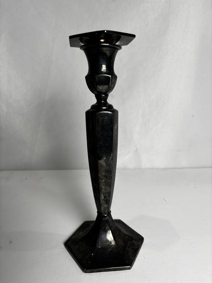 Vintage 1910-1920s Wilcox S. Co. Silver Quadruple Plated Candlestick Holders, Hexagonal Base, Model 8553 (Pair) CSHW