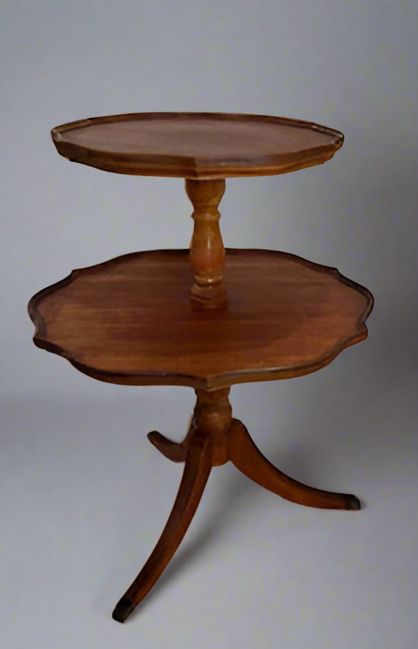 Antique 2-Tiered Pie Crust Table