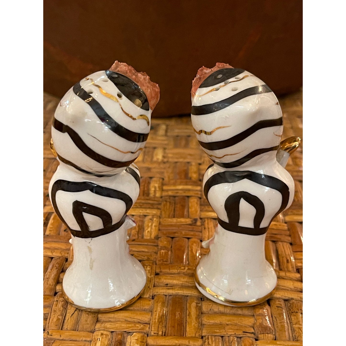 Vintage Ucagco children pedestral ceramic salt and pepper shakers