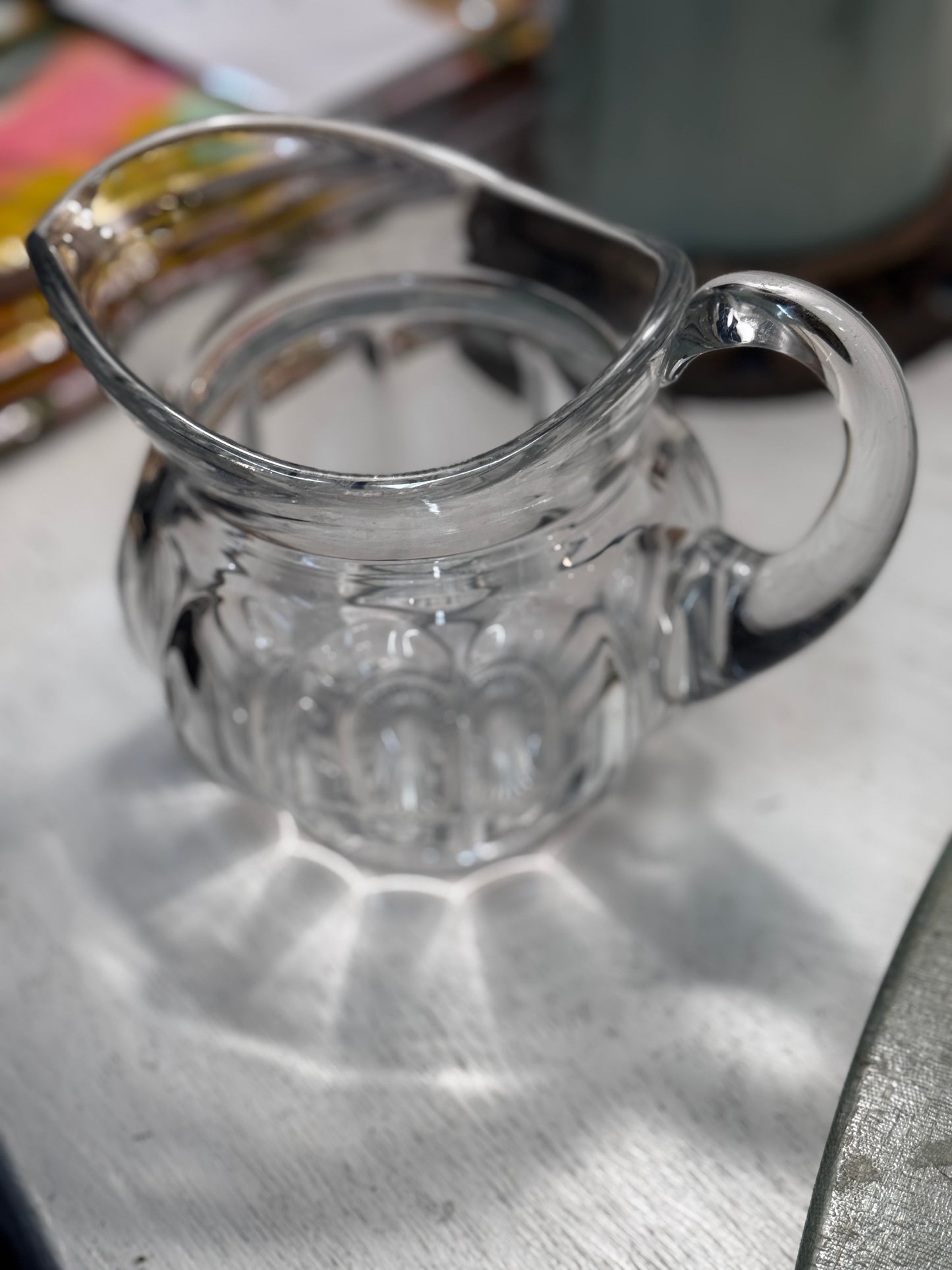 Vintage Starburst Glass Small Water Pitcher - EAPG csbh