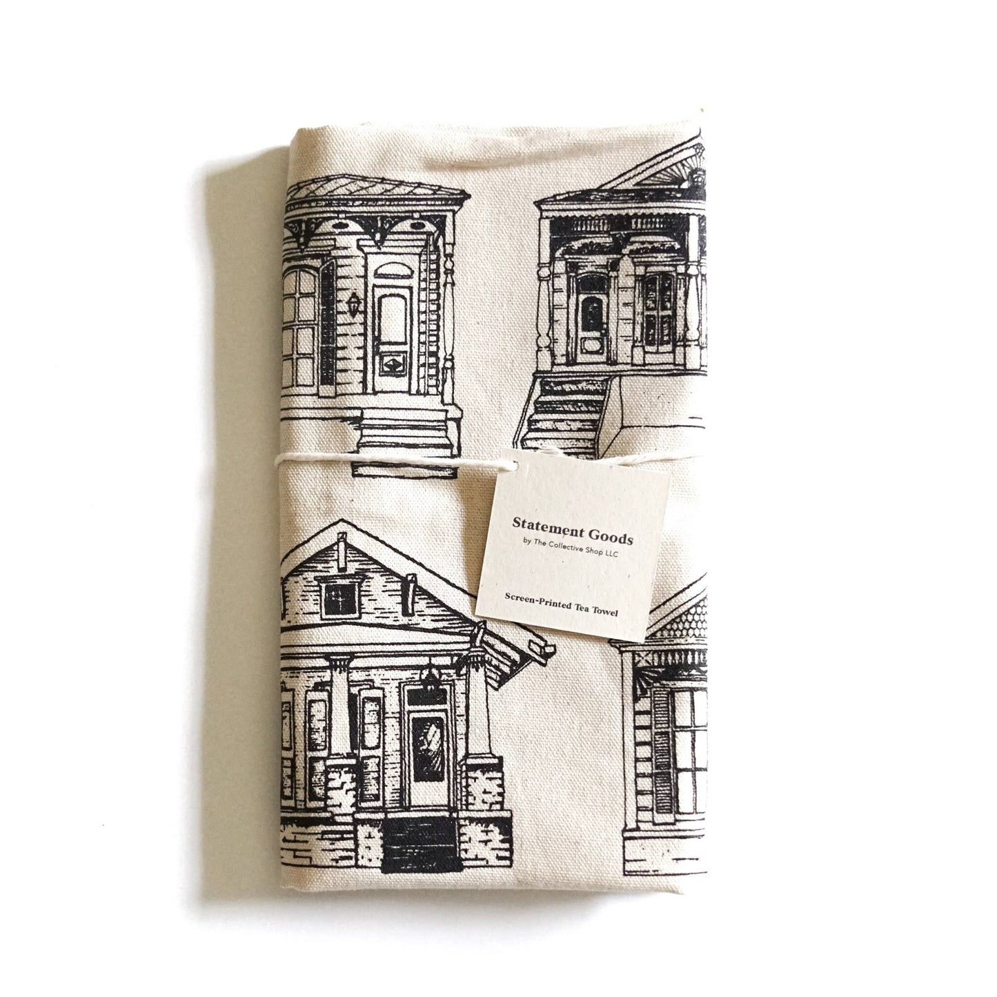 New Orleans Homes on Natural Cotton Towel