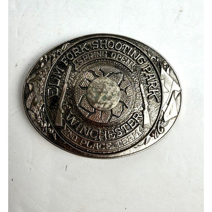 Vintage Fork Shooting Park Spring Open 2nd Place Engraved Belt Buckle