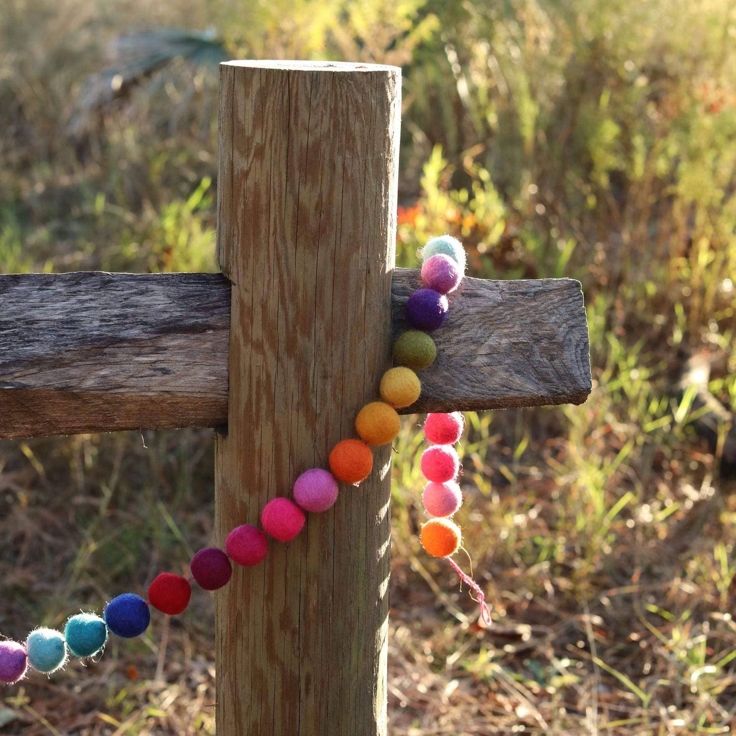 6' Felt Rainbow Pompom Ball Garland