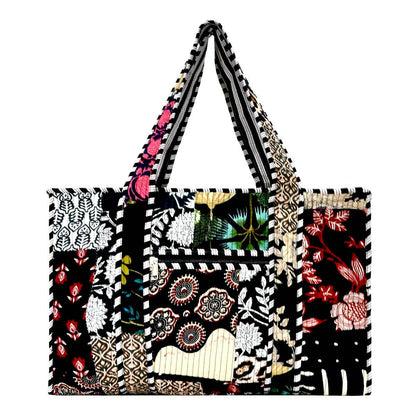 Cotton Fabric Patch Block Print Tote Bag- Small & Large
