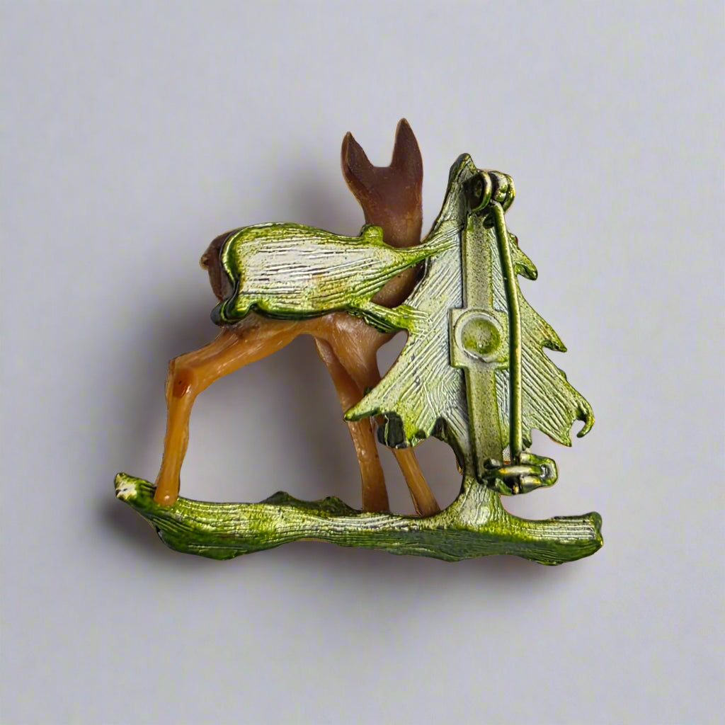 Vtg. Holiday Deer Brooch Tree