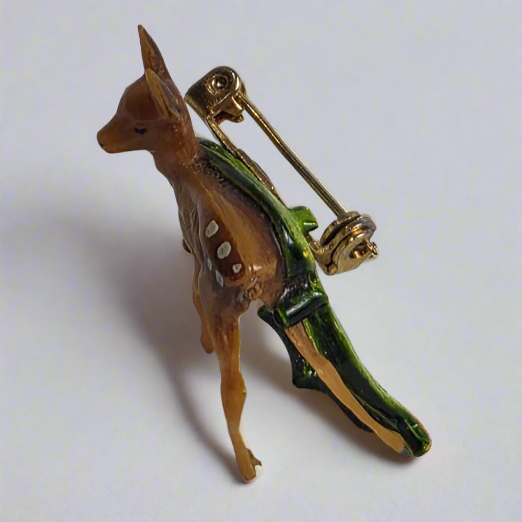 Vtg. Deer Brooch Holly
