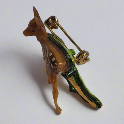 Vtg. Deer Brooch Holly