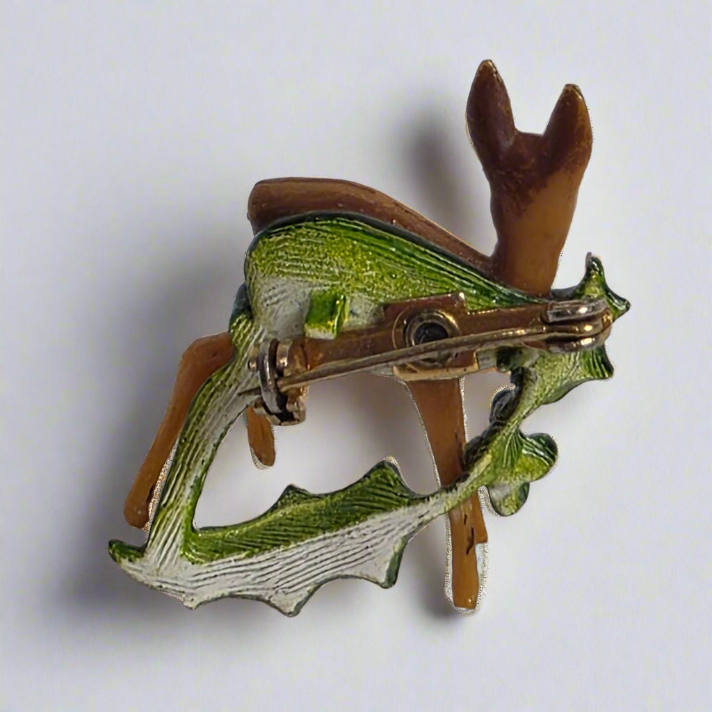Vtg. Deer Brooch Holly