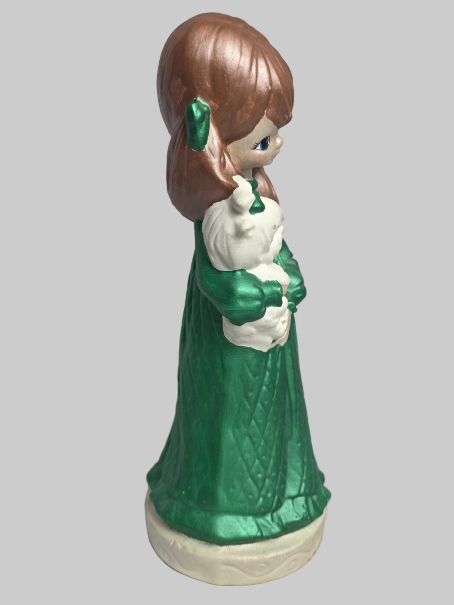 Vtg. Girl Statue Green