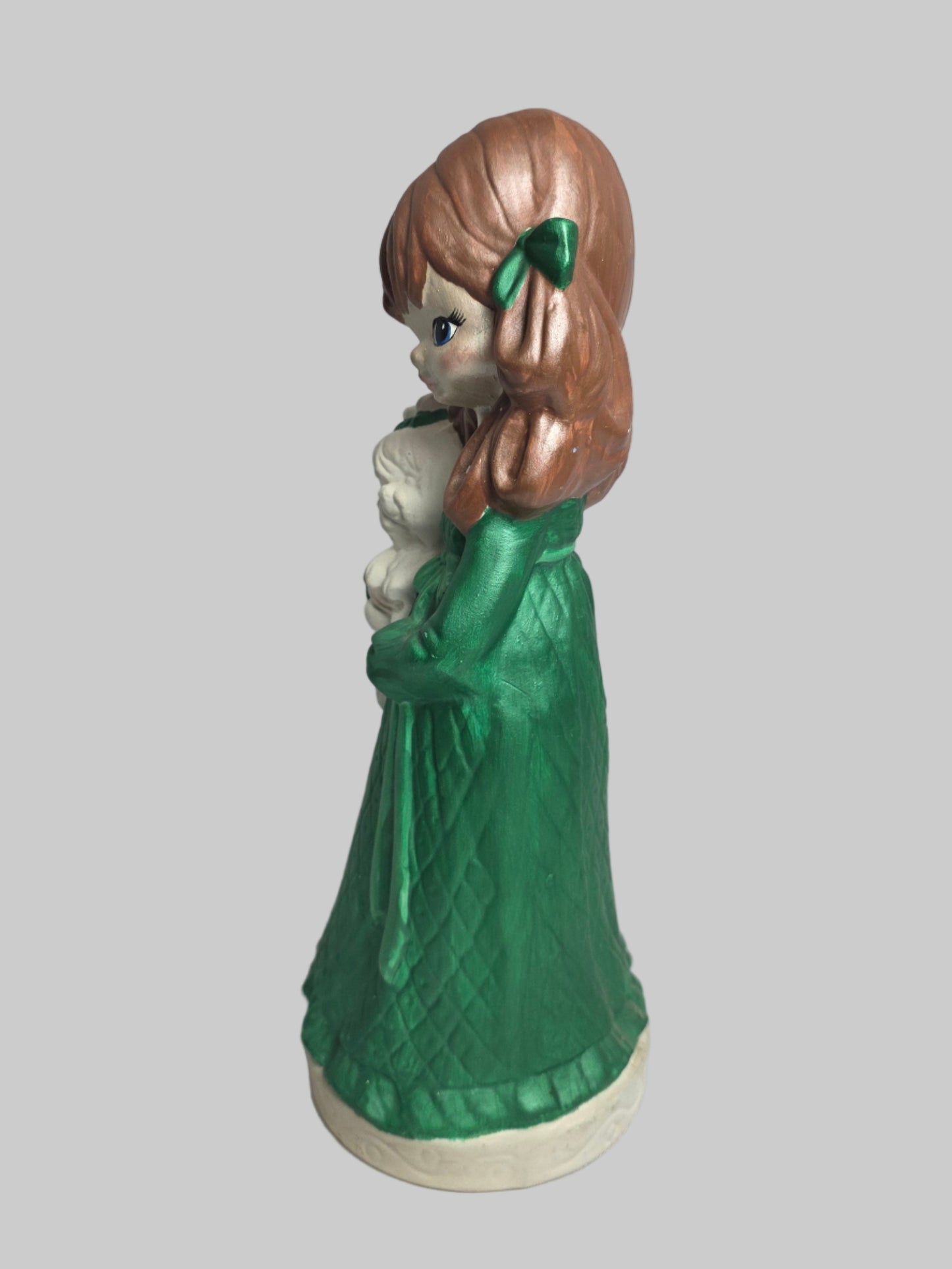 Vtg. Girl Statue Green