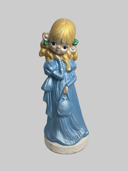 Vtg Girl Statue - Blue
