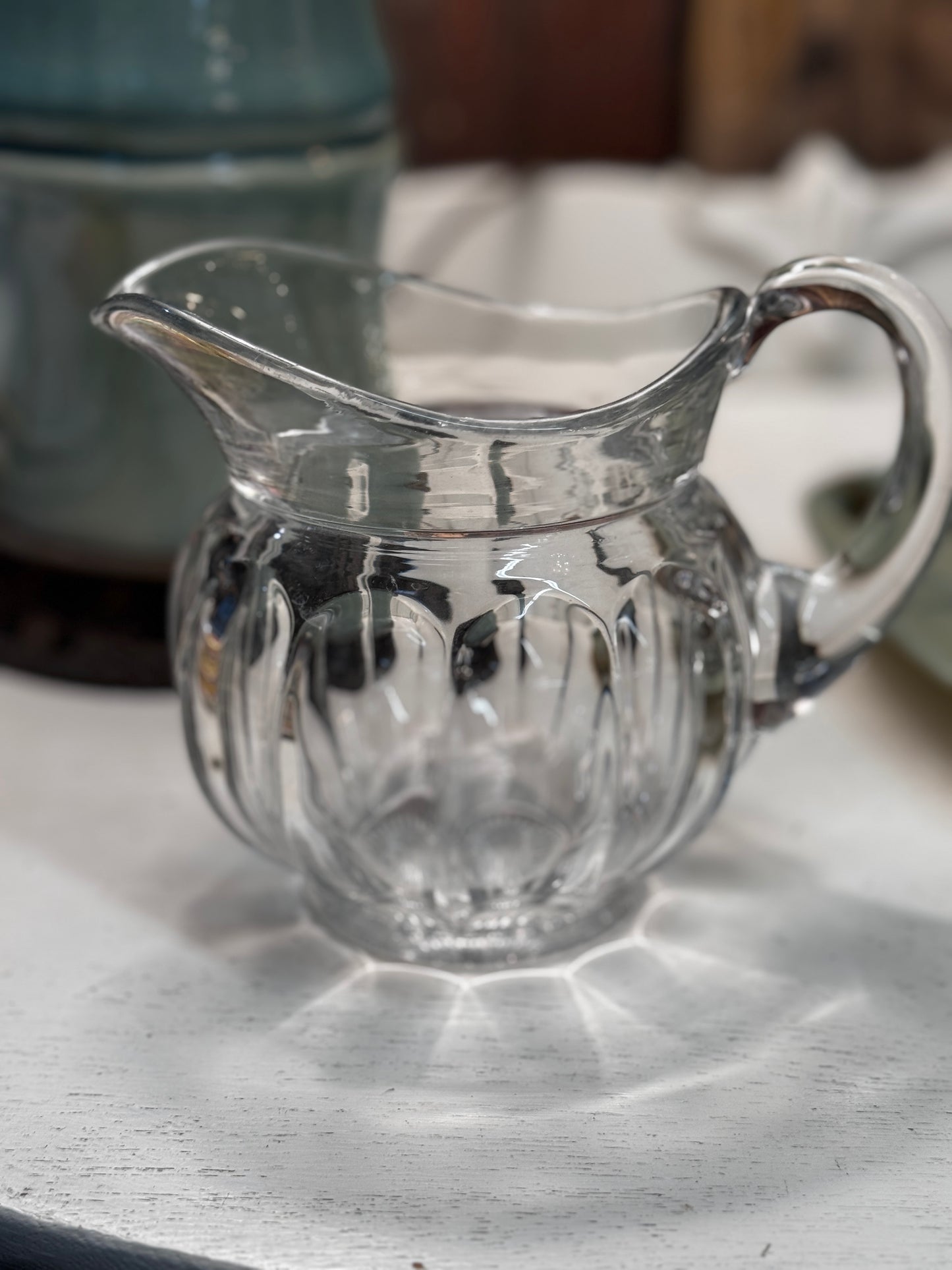 Vintage Starburst Glass Small Water Pitcher - EAPG csbh