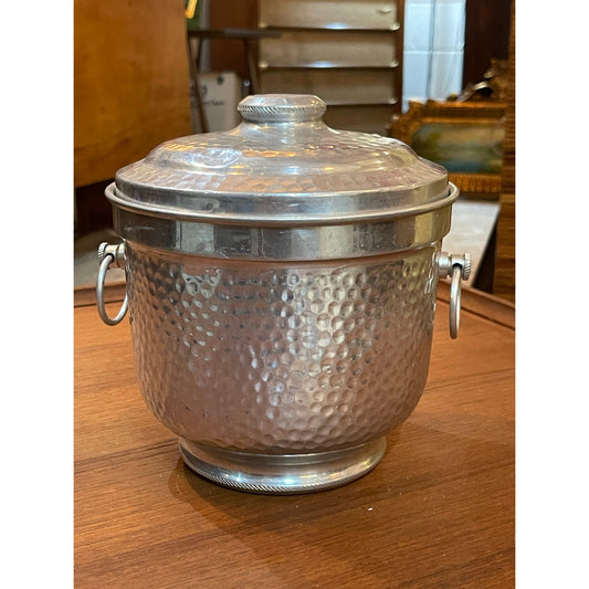 Vintage MCM Mid-Century Modern hammered aluminum lidded barware ice bucket