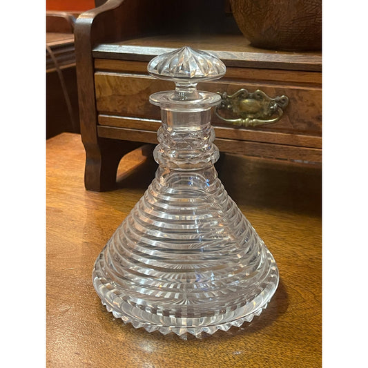 RARE 19th Century English cut crystal star pattern 7.5" liquor decanter