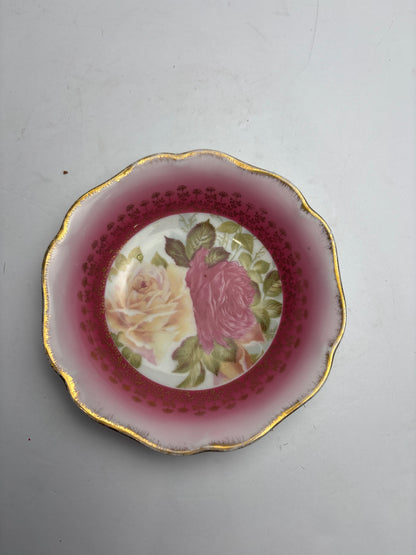 Vintage Rosenthal Bavaria Pink Rose Berry Bowl Set – Master Serving Bowl & 4 Berry Dishes with Gold Gilt Rim CSMB