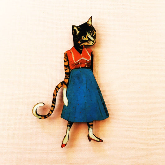 Cat Lady Wood Magnet