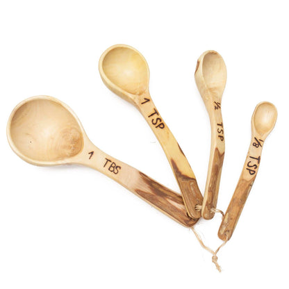 Hand Carved Wood Measuring Spoon Set: Coffeewood