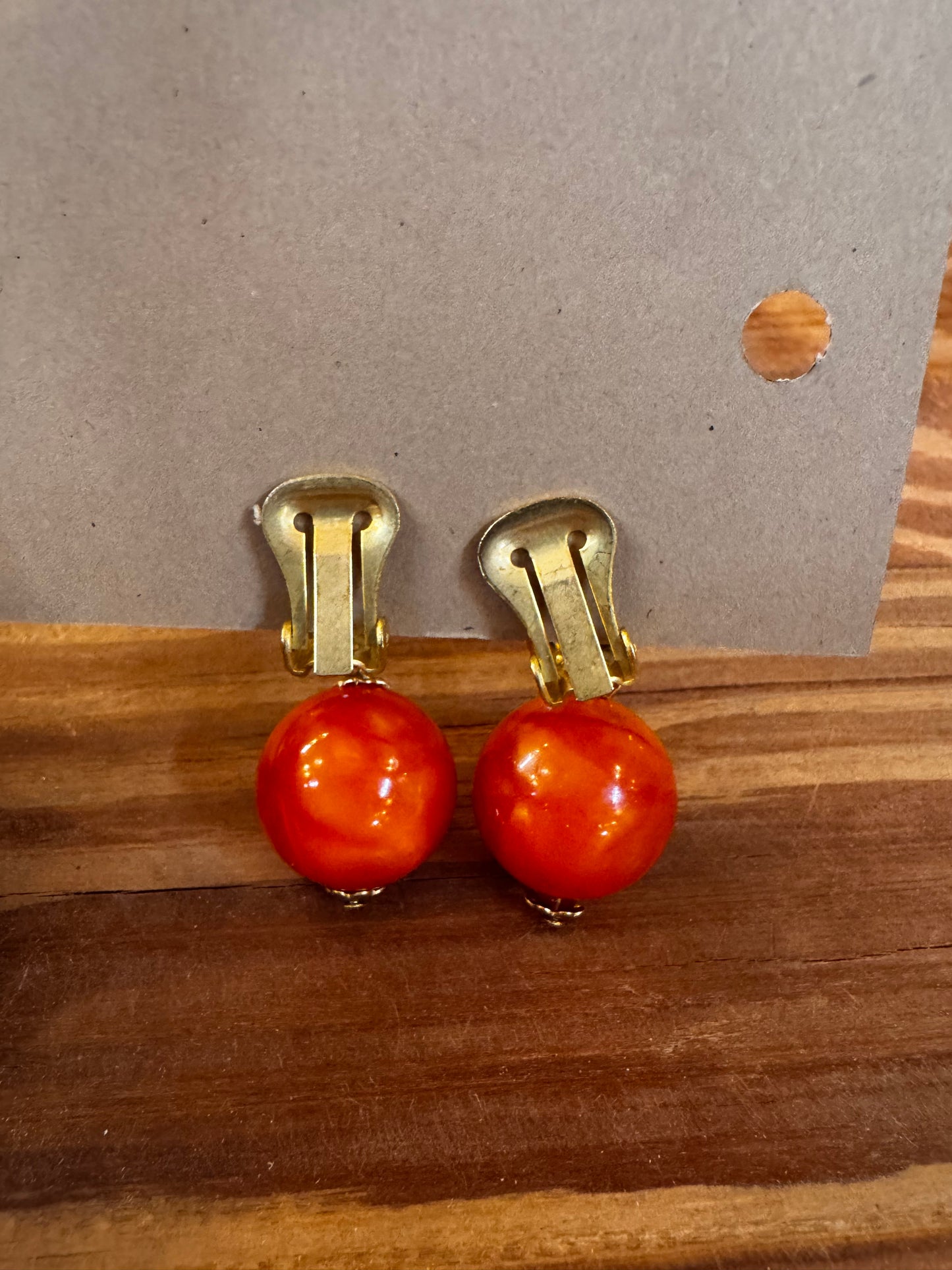 Vtg Orange Earrings CSBH