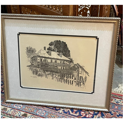 R. Budge pen and ink Voisin Plantation St. John Parish Louisiana framed wall art