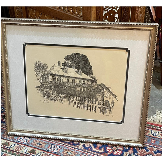 R. Budge pen and ink Voisin Plantation St. John Parish Louisiana framed wall art