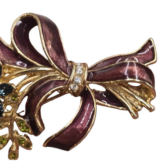Vtg Monet Purple Green & Gold Brooch CSBH