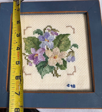 Vtg Violet Needlepoint CSBH