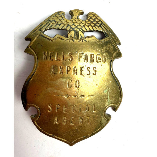 Vintage Wells Fargo Express Co. Special Agent Brass Pin Badge