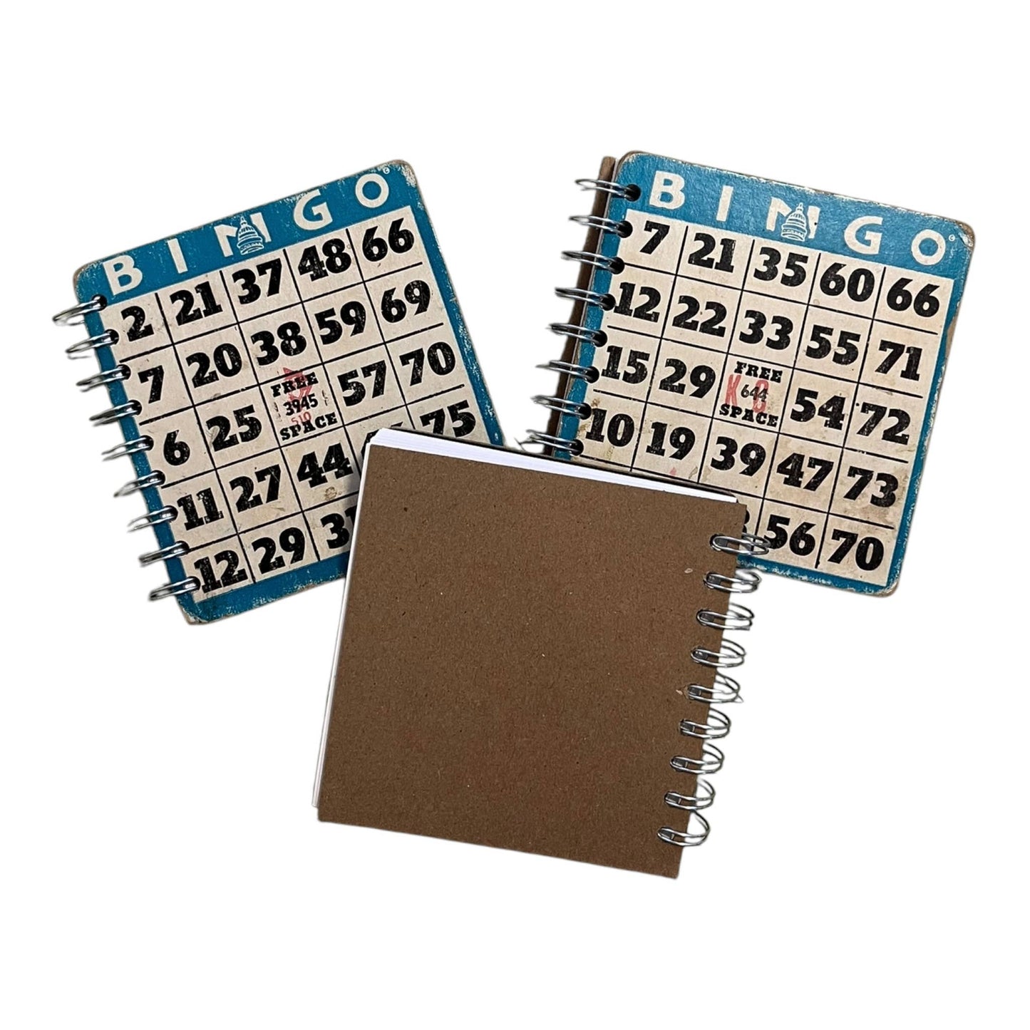 Upcycled Vintage Blue Bingo Card Journal - 5x5"