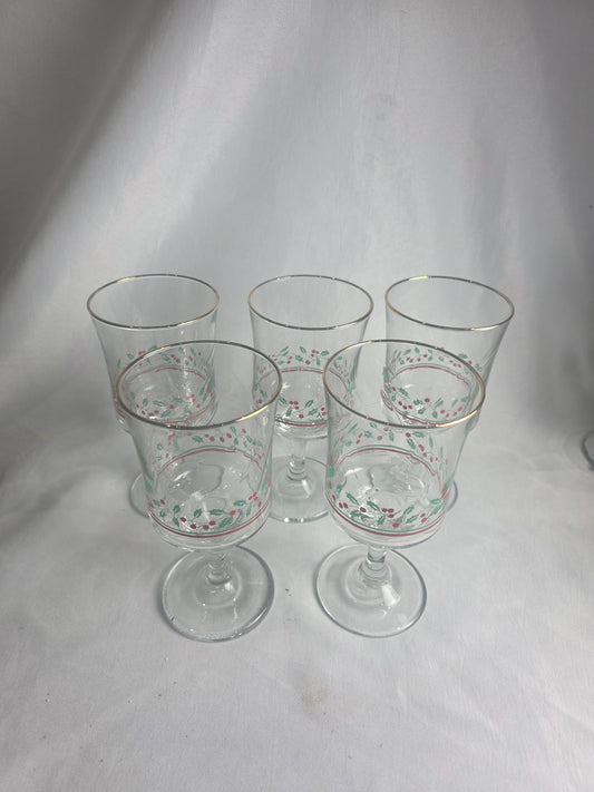 Vtg. Holiday Glass Set (5)