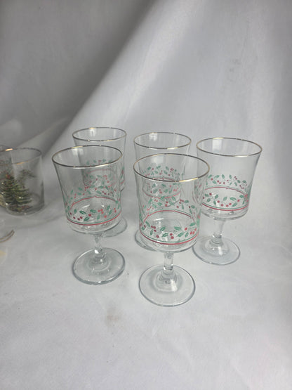 Vtg. Holiday Glass Set (5)