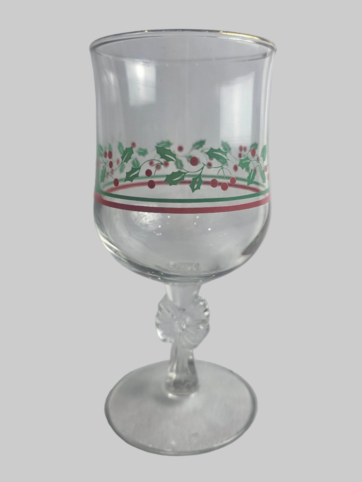 Vtg. Holiday Wine Glass
