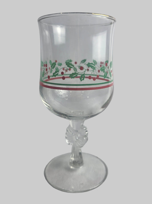 Vtg. Holiday Wine Glass