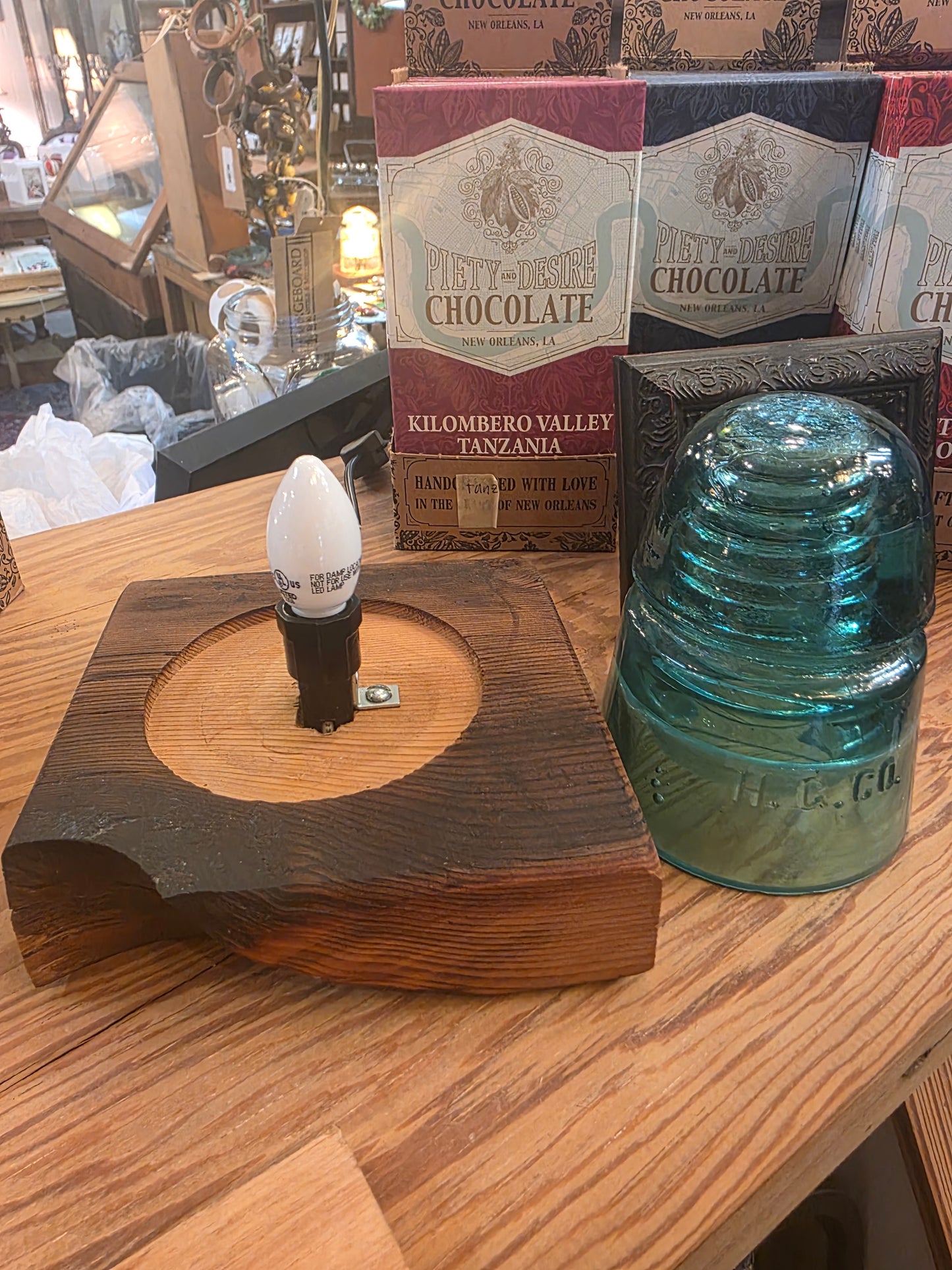 Vtg. Teal Insulator Lamp