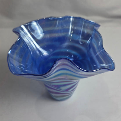 Vtg. Handblown Blue Vase