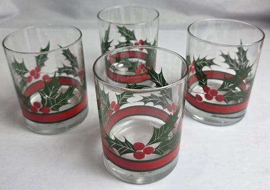 Vtg. Holly Holiday Glasses (4)