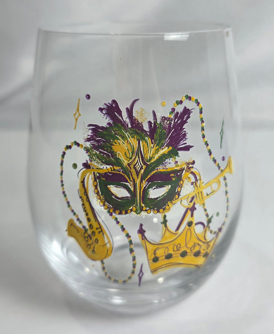Wine Glass - Mardi Gras Mask