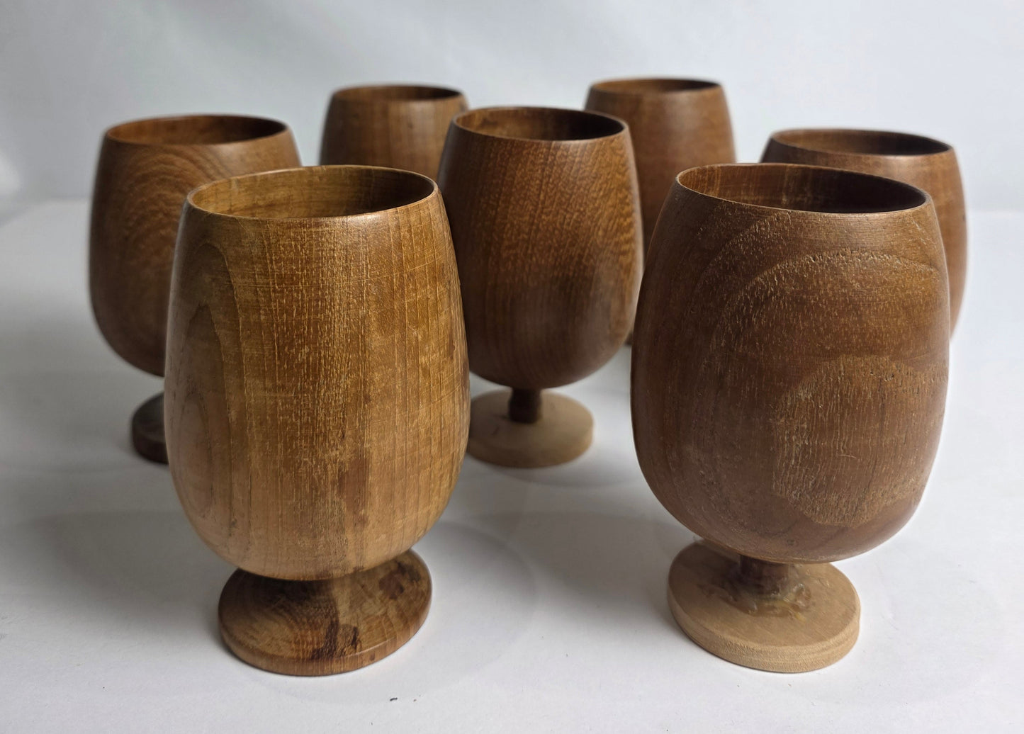 Vtg. Handmade Wooden Goblets (7)
