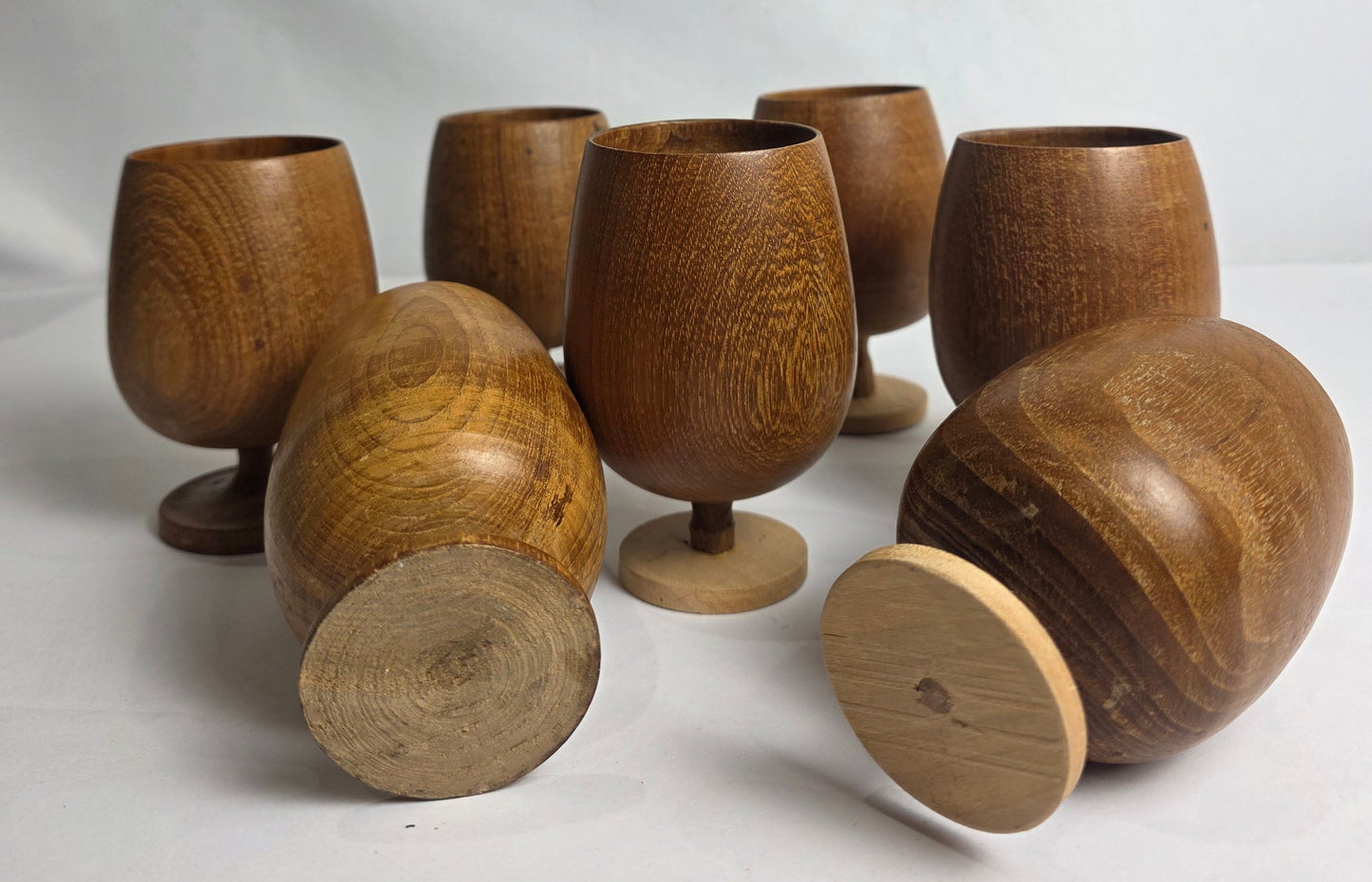 Vtg. Handmade Wooden Goblets (7)