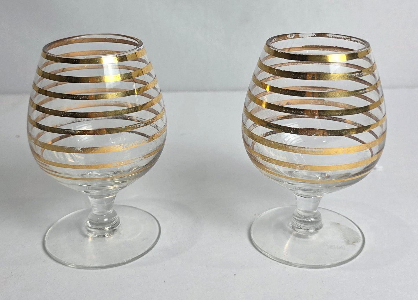 Vtg. MCM Gold Glass Set (2)