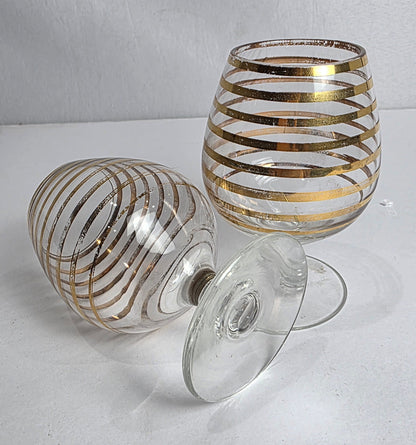Vtg. MCM Gold Glass Set (2)
