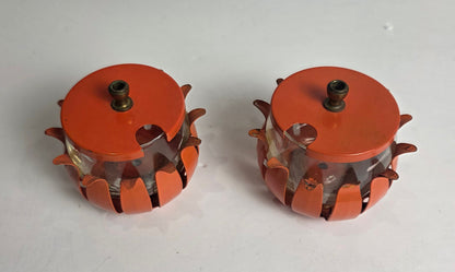 Vtg. MCM Orange Jam Pots (2)