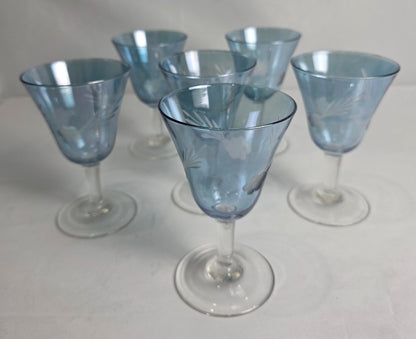 Vtg. MCM Blue Cordial Set (6)