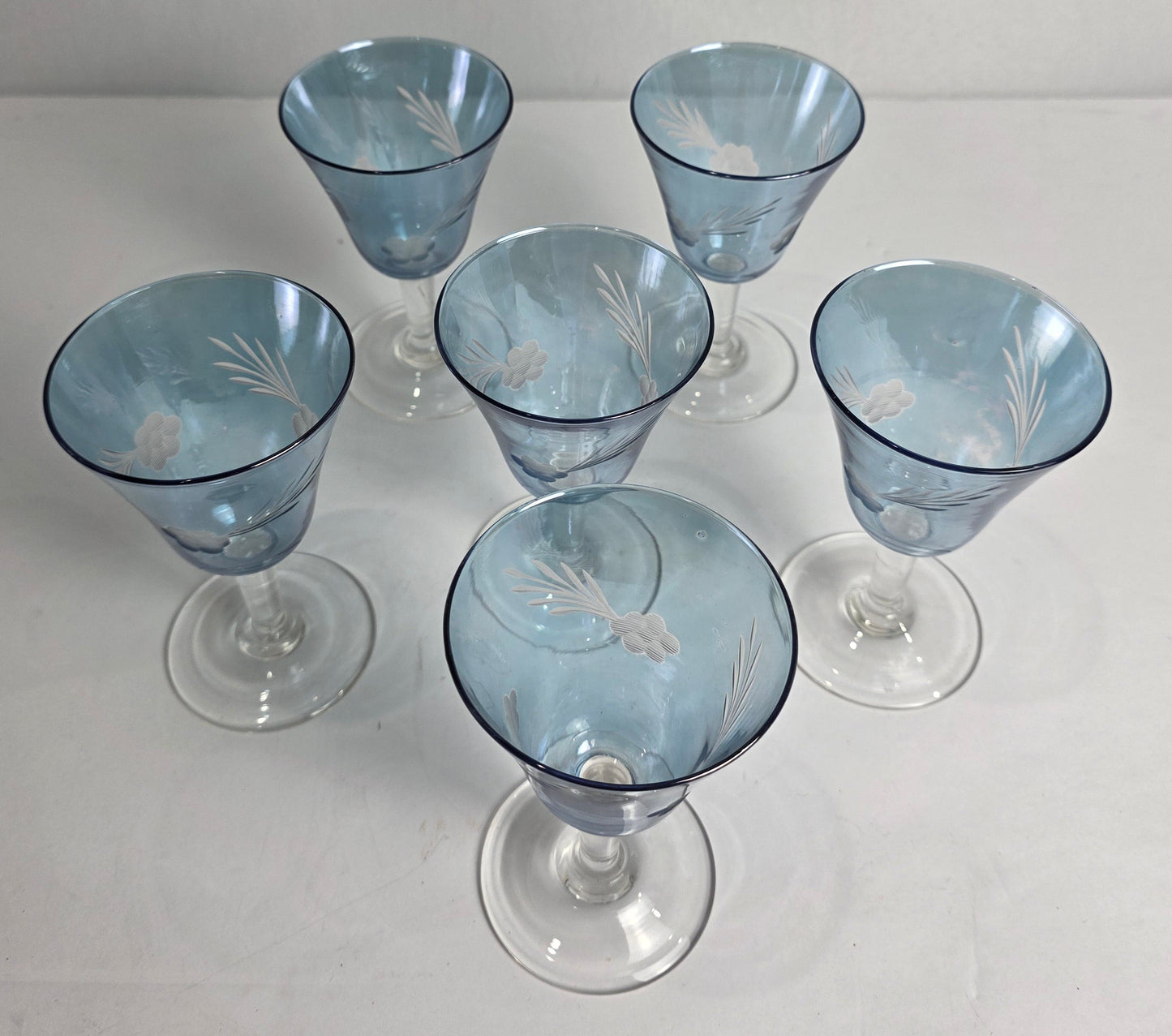 Vtg. MCM Blue Cordial Set (6)